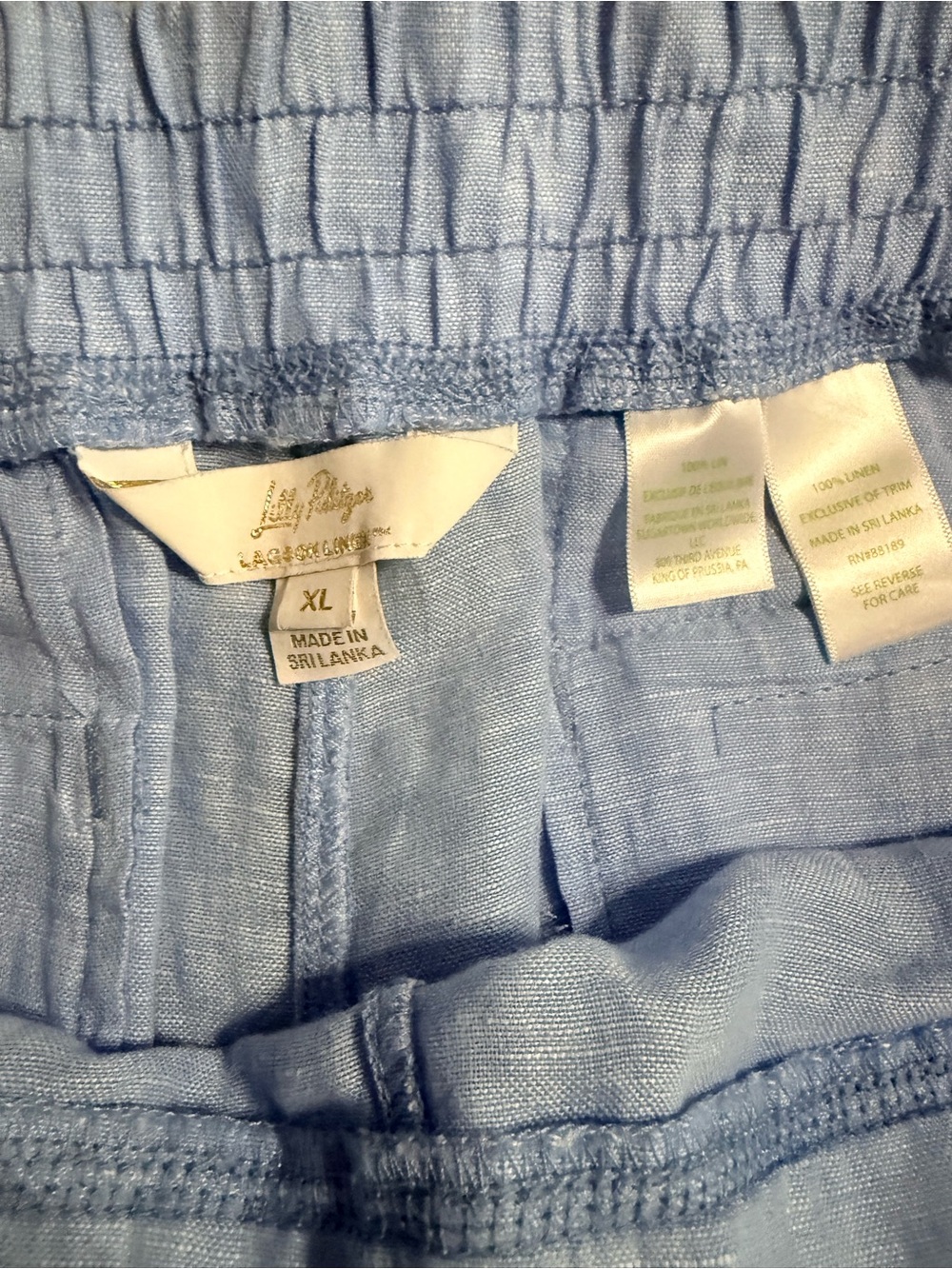 Lilly Pulitzer Light Blue Wide-Leg Linen-Blend Pants XL - Picture 4 of 6